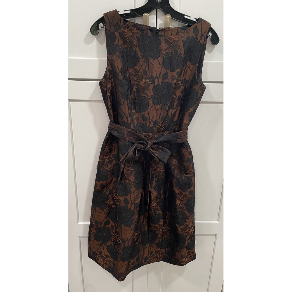 Talbots Dress 6 Floral Fall Pockets Belted Wedding SI10